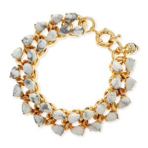 Lee Angel Neiman Marcus Teardrop Howlite and Brass Bracelet NWT 235